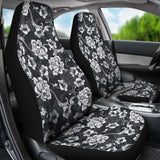 Dark Gray And White Baroque Flower Car Seat Covers 153908 - YourCarButBetter