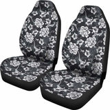 Dark Gray And White Baroque Flower Car Seat Covers 153908 - YourCarButBetter