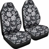 Dark Gray And White Baroque Flower Car Seat Covers 153908 - YourCarButBetter