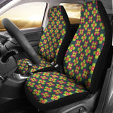 Dark Green With Colorful Retro Flowers Car Seat Covers 105905 - YourCarButBetter
