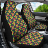Dark Green With Colorful Retro Flowers Car Seat Covers 105905 - YourCarButBetter