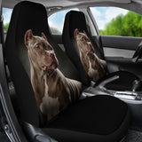 Dark Grey Pit Bull Black Car Seat Covers 210802 - YourCarButBetter