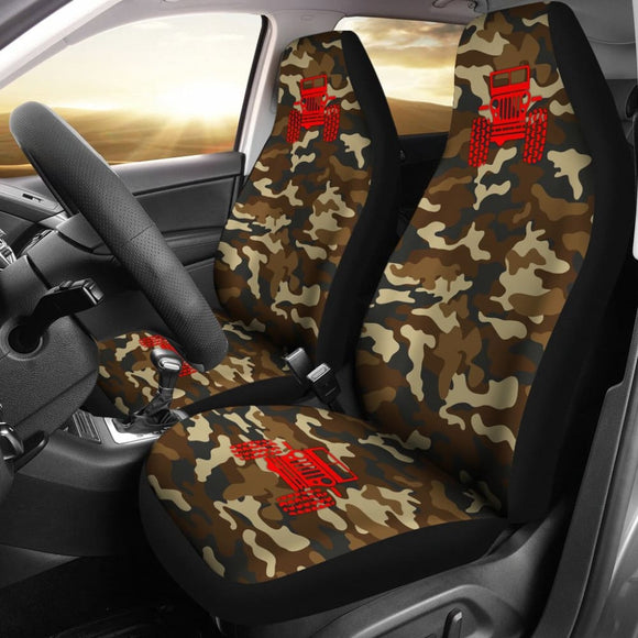 Dark Orange Camouflage Color Dark Blue Jeep Car Seats Covers 211204 - YourCarButBetter