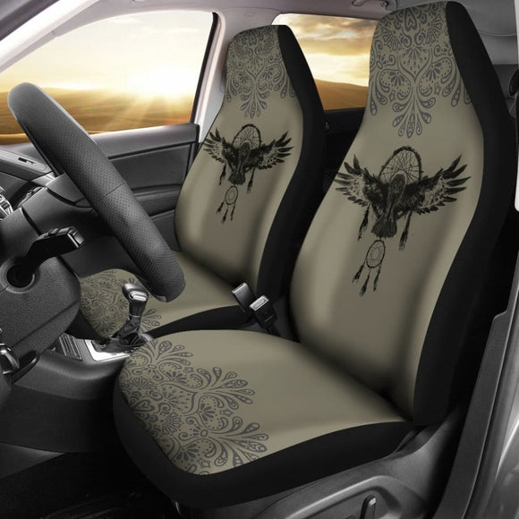 Dark Owl Dreamcatcher Native American Car Seat Covers 210301 - YourCarButBetter