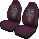 Dark Purple Ornate Owl Car Seat Covers 174716 - YourCarButBetter