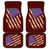 Dark Red American Flag Car Floor Mats 211206 - YourCarButBetter