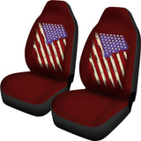 Dark Red American Flag Car Seat Covers 211206 - YourCarButBetter