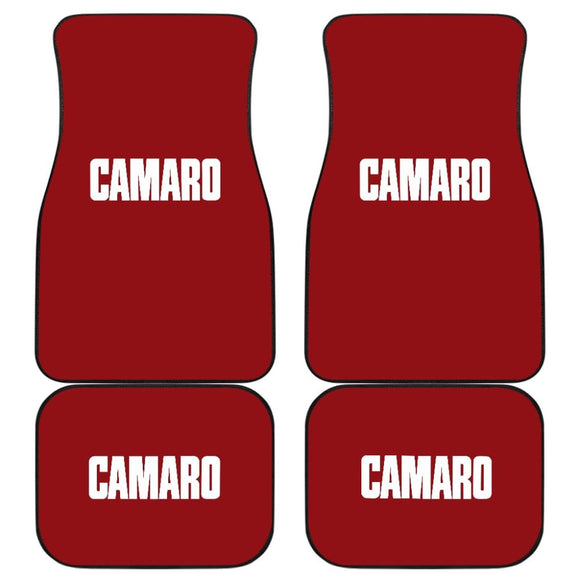 Dark Red Camaro White Letter Car Floor Mats 211004 - YourCarButBetter