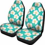 Dark Teal Plumeria Frangipani Hawaiian Flower Car Seat Covers Tropical Island Floral Pattern 153908 - YourCarButBetter