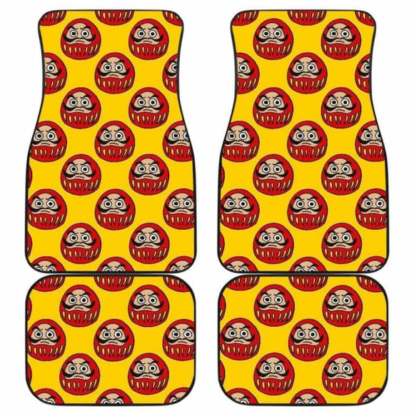 Daruma Japanese Wooden Doll Yellow Background Front And Back Car Mats 094201 - YourCarButBetter