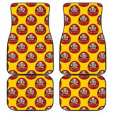 Daruma Japanese Wooden Doll Yellow Background Front And Back Car Mats 094201 - YourCarButBetter