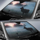 Deer Forest Morning Sunrise Fog Winter Hd Car Sun Shade 172609 - YourCarButBetter