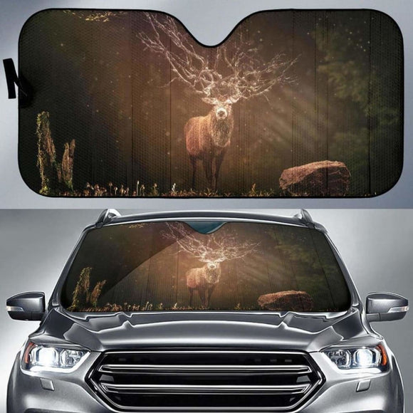 Deer Hirsch Forest Sunlight 4K 8K Car Sun Shade 172609 - YourCarButBetter