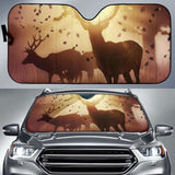 Deers Mystic Sunlight Autumn Sunset Silhouette Hd Car Sun Shade 172609 - YourCarButBetter