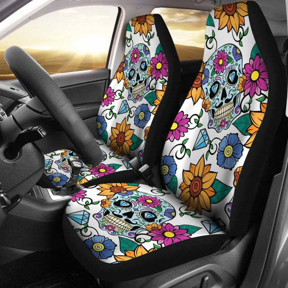 Diamond Sugar Skull Car Seat Covers 101819 - YourCarButBetter