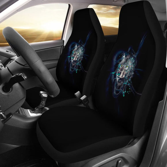 Digital Blue Indian Wolf Spirit Car Seat Covers 212801 - YourCarButBetter