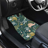 Dinosaurs Tropical Leaves Flower Pattern Front And Back Car Mats 154813 - YourCarButBetter