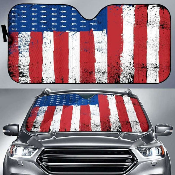 Distressed American Flag Auto Sun Car Shades 172609 - YourCarButBetter