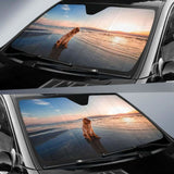 Dog Dusk Beach Seashore Hd 5K Car Sun Shade 102507 - YourCarButBetter