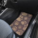 Dog Paw Prints Pattern With Dark Brown Car Floor Mats 210605 - YourCarButBetter