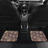 Dog Paw Prints Pattern With Dark Brown Car Floor Mats 210605 - YourCarButBetter