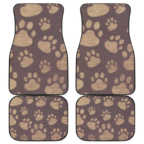 Dog Paw Prints Pattern With Dark Brown Car Floor Mats 210605 - YourCarButBetter