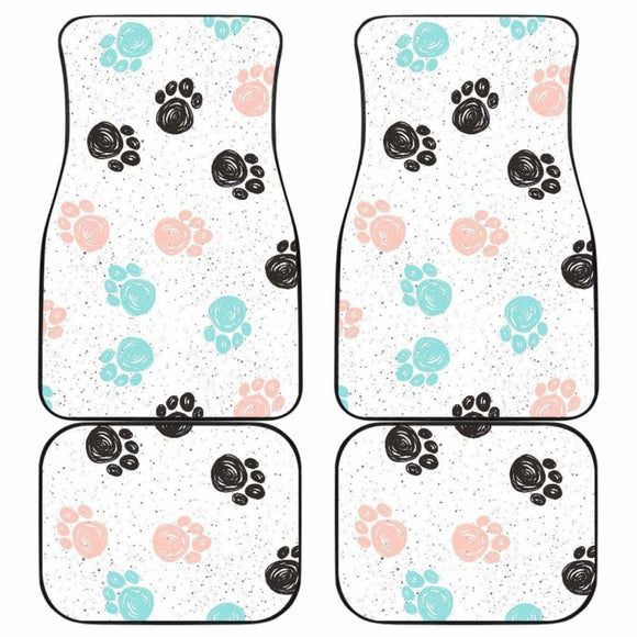 Dog Paws Pattern Print Design 04 Front And Back Car Mats 161012 - YourCarButBetter