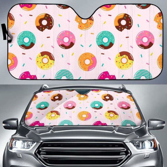 Donut Pattern Glaze Pink Background Car Auto Sun Shades 102507 - YourCarButBetter