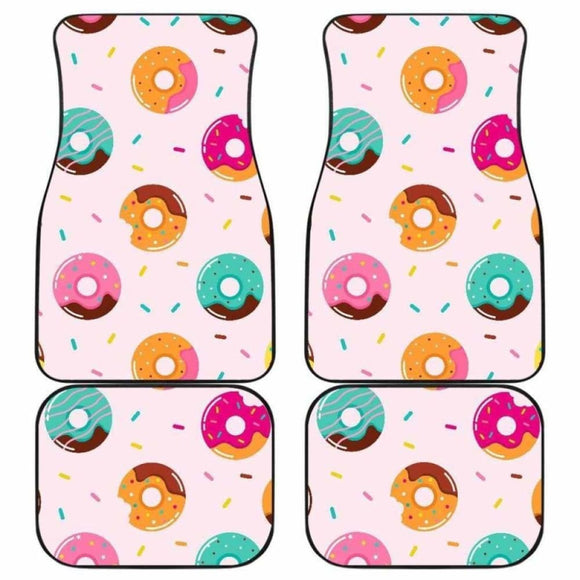 Donut Pattern Glaze Pink Background Front And Back Car Mats 153908 - YourCarButBetter