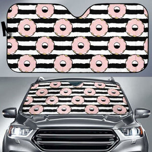 Donuts Pink Icing Striped Pattern Car Auto Sun Shades 102507 - YourCarButBetter