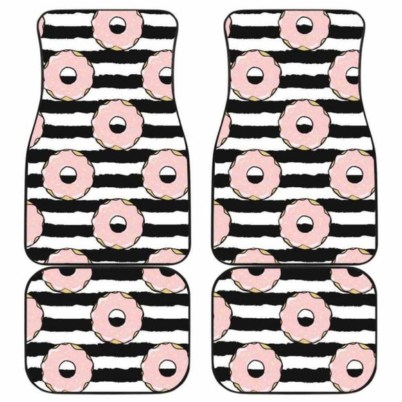 Donuts Pink Icing Striped Pattern Front And Back Car Mats 153908 - YourCarButBetter