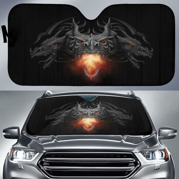 Dragon 3 Heads Car Sun Shade amazing best gift ideas 172609 - YourCarButBetter