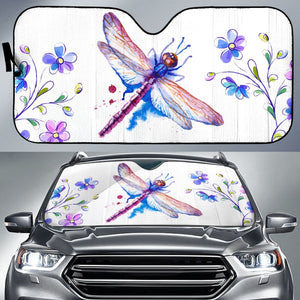 Dragonfly and Flower Print Car Auto Sun Shades 213003 - YourCarButBetter