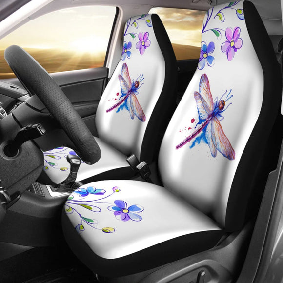 Dragonfly and Flower Print Car Seat Covers 213003 - YourCarButBetter