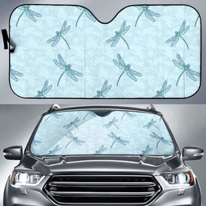 Dragonfly Pattern Blue Background Car Auto Sun Shades 172609 - YourCarButBetter