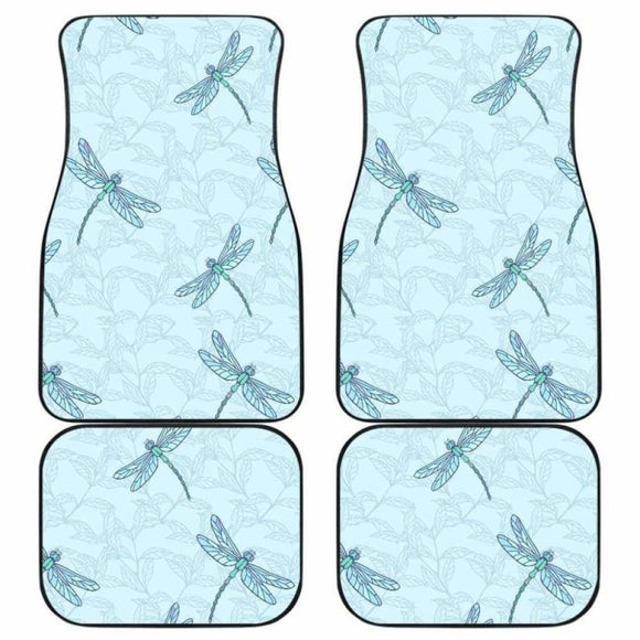 Dragonfly Pattern Blue Background Front And Back Car Mats 135711 - YourCarButBetter