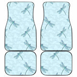 Dragonfly Pattern Blue Background Front And Back Car Mats 135711 - YourCarButBetter