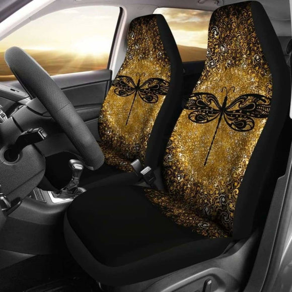 Dragonfly Zen Gold Car Seat Cover 135711 - YourCarButBetter