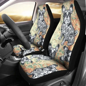 Draw French Bulldog Car Seat Covers 194110 - YourCarButBetter