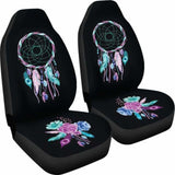 Dreamcatcher Car Seat Covers Black With Teal Purple And Blue Boho Flower Design 102918 - YourCarButBetter