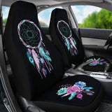 Dreamcatcher Car Seat Covers Black With Teal Purple And Blue Boho Flower Design 105905 - YourCarButBetter