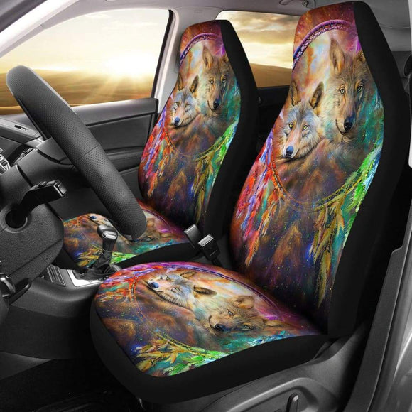 Dreamcatcher Wolf Car Seat Cover Full Set 212202 - YourCarButBetter