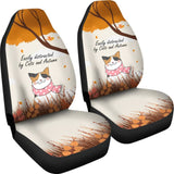 Easily Distracted By Cats And Autumn Car Accessories Gift Ideas Car Seat Covers 210205 - YourCarButBetter