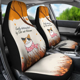 Easily Distracted By Cats And Autumn Car Accessories Gift Ideas Car Seat Covers 210205 - YourCarButBetter