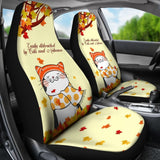 Easily Distracted By Cats And Autumn Car Seat Covers 210205 - YourCarButBetter