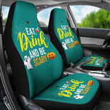 Eat Drink And Be Scary Ghost Halloween Custom Car Seat Covers 211501 - YourCarButBetter