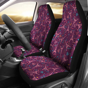 Eiffel Tower Heart Pattern Print Design 04 Car Seat Covers 101819 - YourCarButBetter