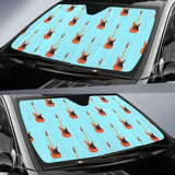 Electric Guitar Pattern Light Blue Background Car Auto Sun Shades 102507 - YourCarButBetter