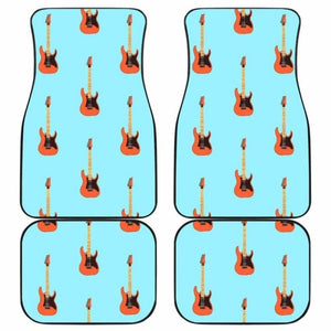 Electric Guitar Pattern Light Blue Background Front And Back Car Mats 221205 - YourCarButBetter