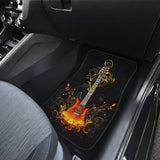 Electric Guitar Rocking In Fire Car Floor Mats 211305 - YourCarButBetter